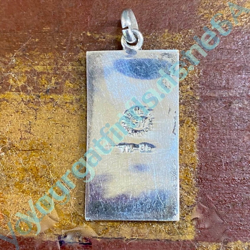 Vintage Sterling Silver Turquoise Chip Mosaic Pendant from Taxco Mexico - Handcrafted Jewelry for Boho, Southwest & Native American Style Outfits