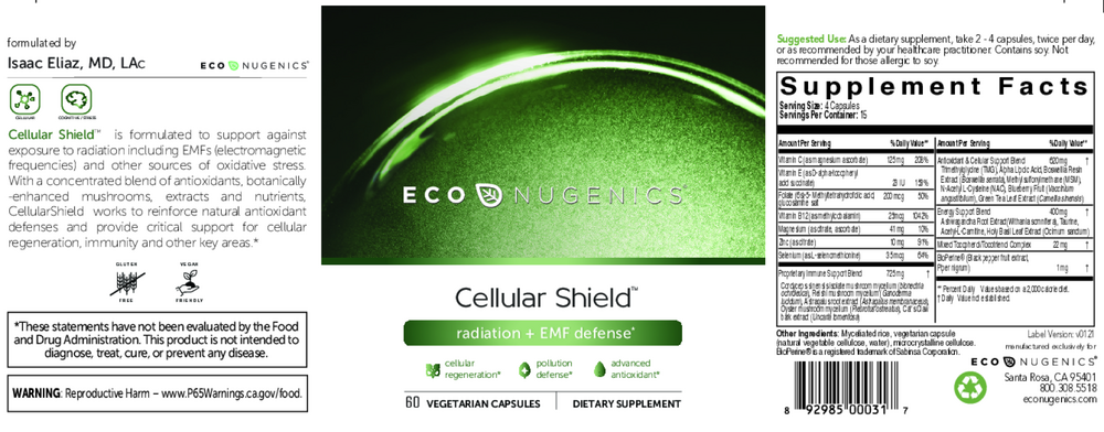 EcoNugnenics Cellular Shield Supplement - 60 Capsules for Immune Support & Antioxidant Protection | Boost Wellness for Active Lifestyles & Daily Health Maintenance