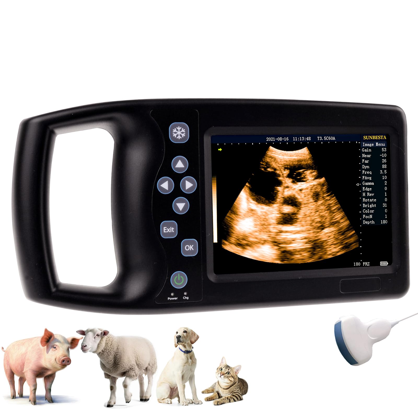 Portable Dog Ultrasound Machine for Pregnancy - 3.5MHz Convex Probe for At-Home Pet Pregnancy Testing in Dogs, Cats, Sheep, Goats & Pigs | Ideal for Veterinarians, Breeders & Farmers