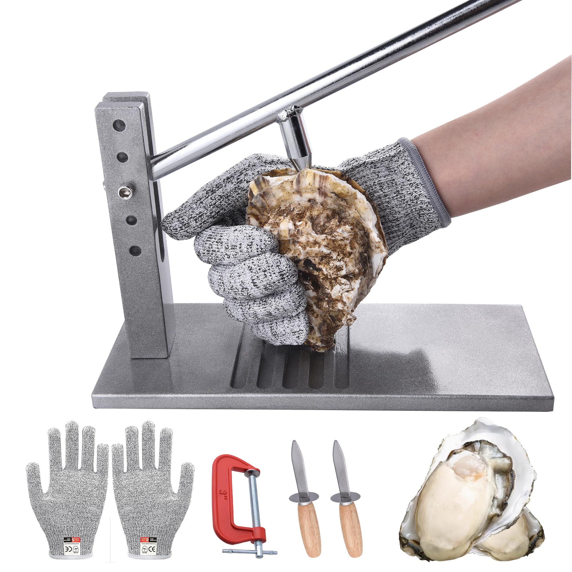 Premium Oyster Shucker Machine & Clam Opener Kit - Heavy Duty Commercial Oyster Shucking Tool Set for Restaurants, Seafood Markets & Home Use