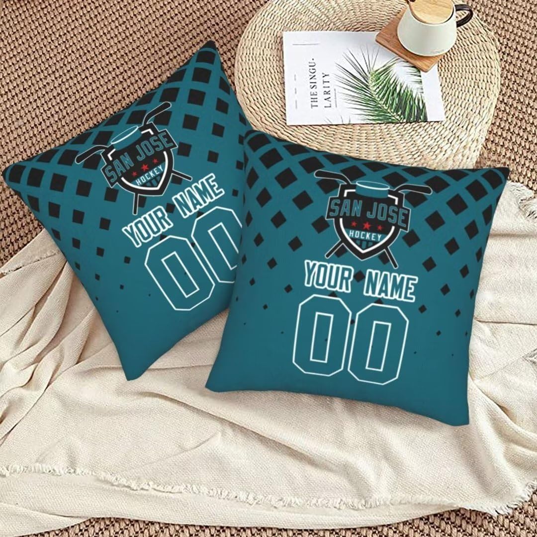 Custom San Jose Square Throw Pillow Covers Set of 2 - Personalized Decorative Pillow Cases for Sports Fans | Perfect for Home Decor, Sofa & Bedroom Accents
