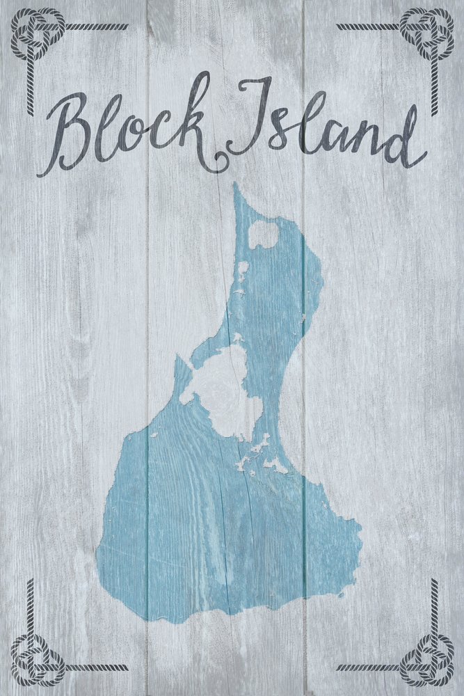 Block Island Rhode Island Distressed Sign - 16x24 Hand Signed Giclee Art Print, Vivid Textured Wall Decor for Coastal Home, Beach House & Office