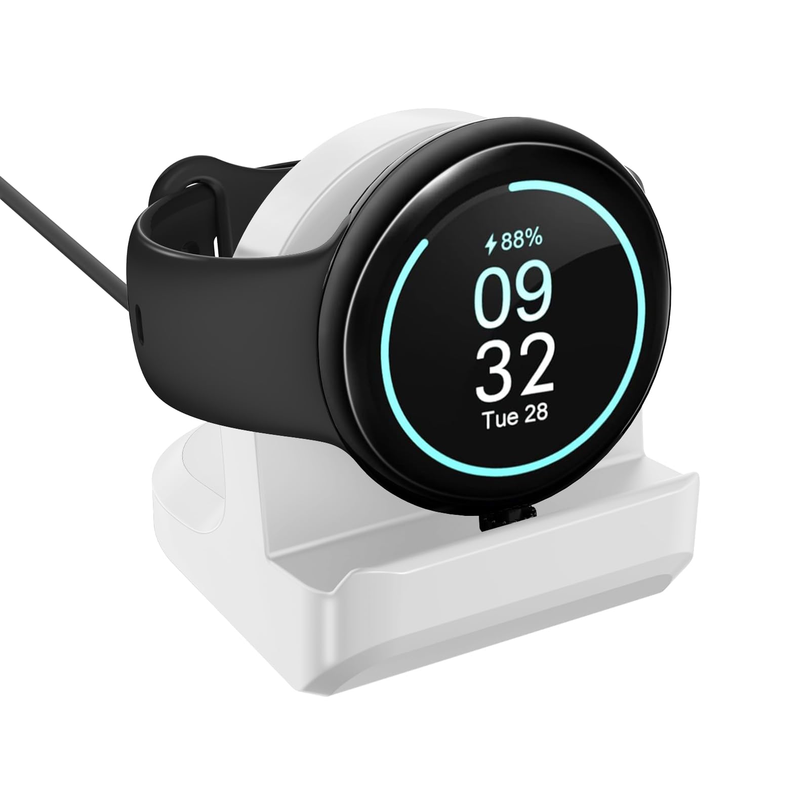 TiMOVO Vertical Charger Stand for Google Pixel Watch 3/Pixel Watch 2/Fitbit Ace LTE - Non-Slip Charging Dock with Cable Management Slot (White) - Perfect for Nightstand, Office Desk & Travel Organization