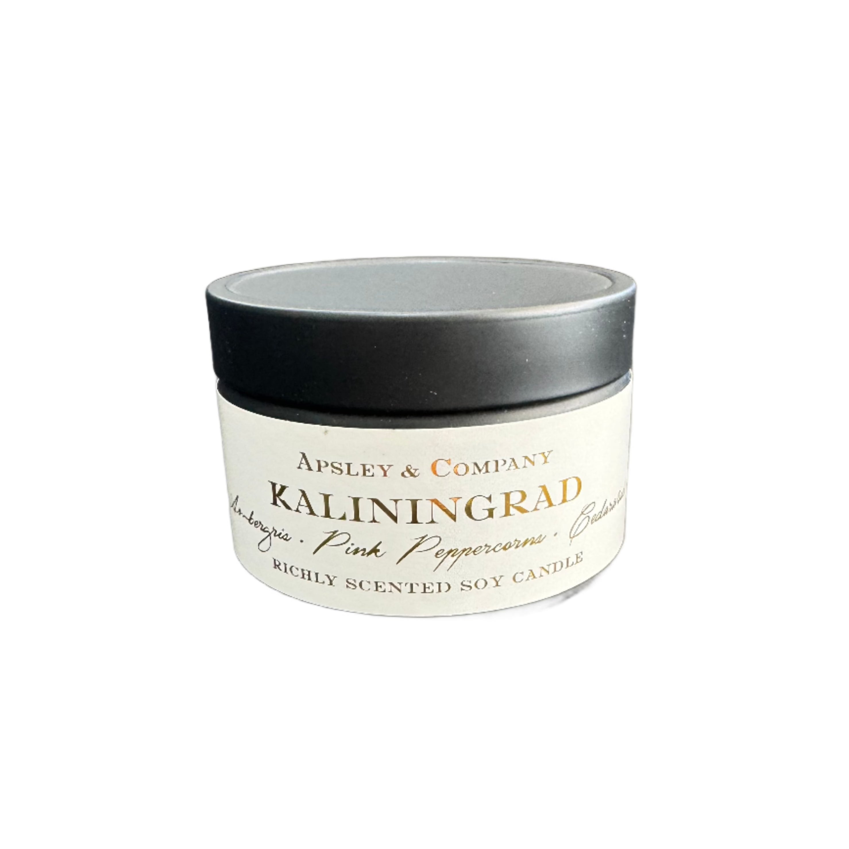 Premium Kaliningrad Scented Travel Candle 150g - Handmade Soy Wax Aromatherapy Candle by Apsley & Co | Perfect for Relaxation, Gifts & Home Decor