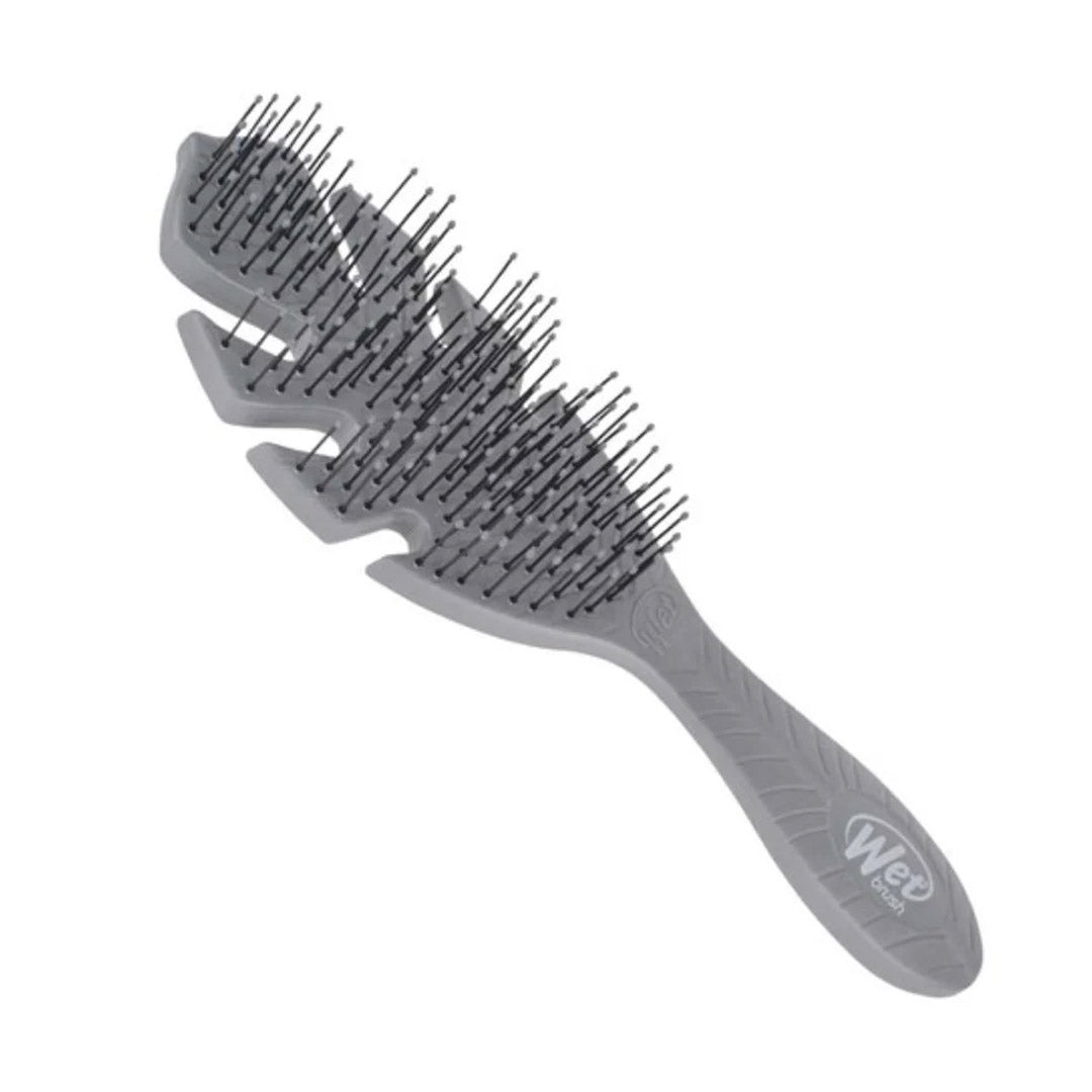 The Wet Brush Go Green Leaf Detangling Hair Brush - Grey | Gentle on Wet & Dry Hair for Kids & Adults | Perfect for Home, Travel & Salon Use