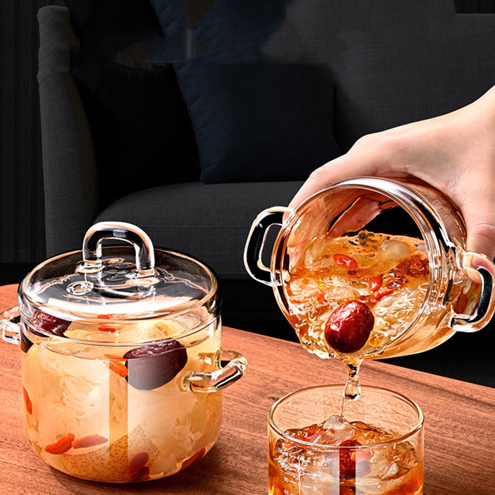 Borosilicate Glass Stock Pot with Lid - Clear Heat-Resistant Milk Pan, Sauce Pot & Mini Cookware (15.5x13.5x10cm) - Perfect for Simmering, Boiling Milk, Cooking Sauces & Small Batch Meals