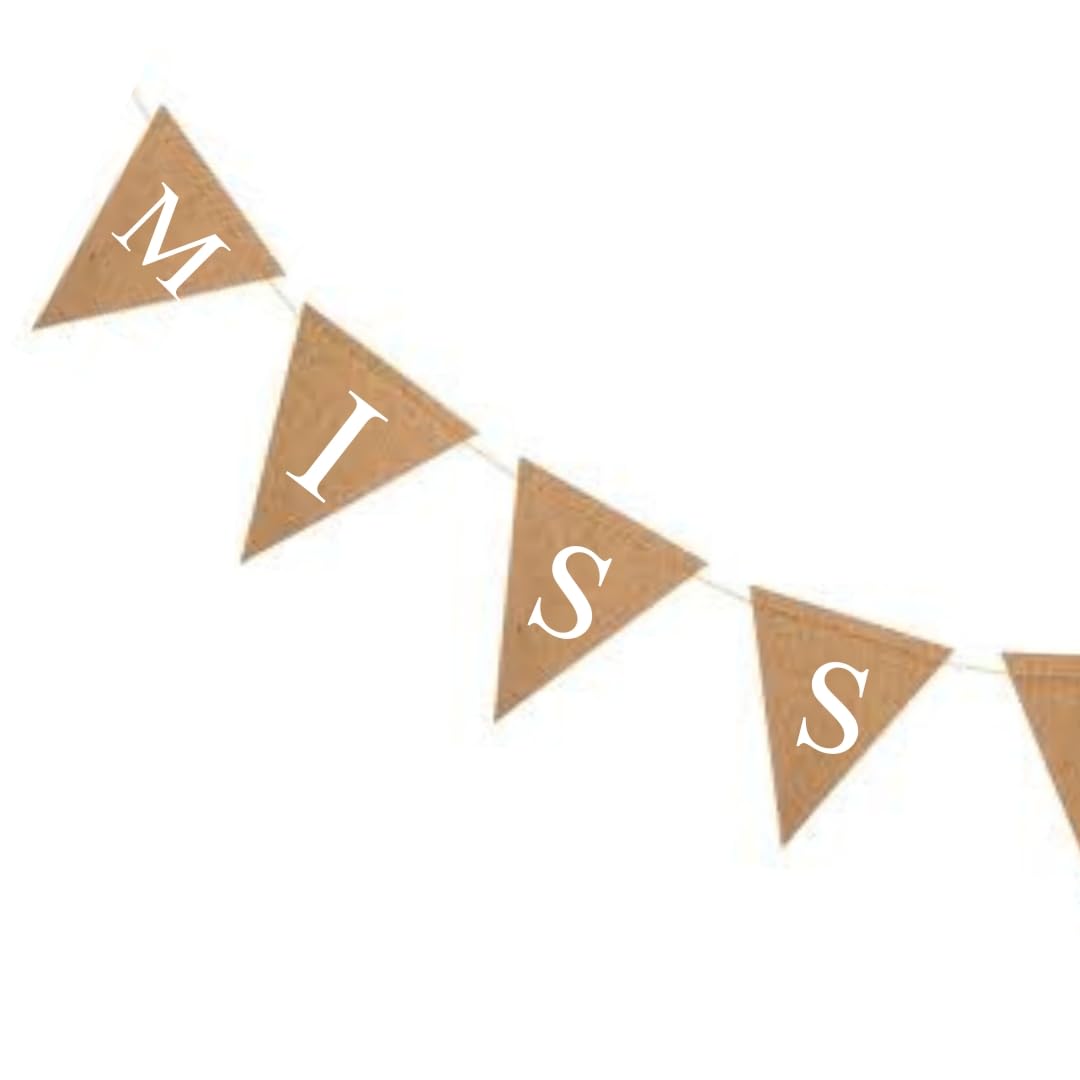 Miss to Mrs Banner - Rustic Burlap Bridal Shower Garland Decor for Wedding, Engagement Party & Hen Night - Perfect for Photo Backdrops & Venue Decoration