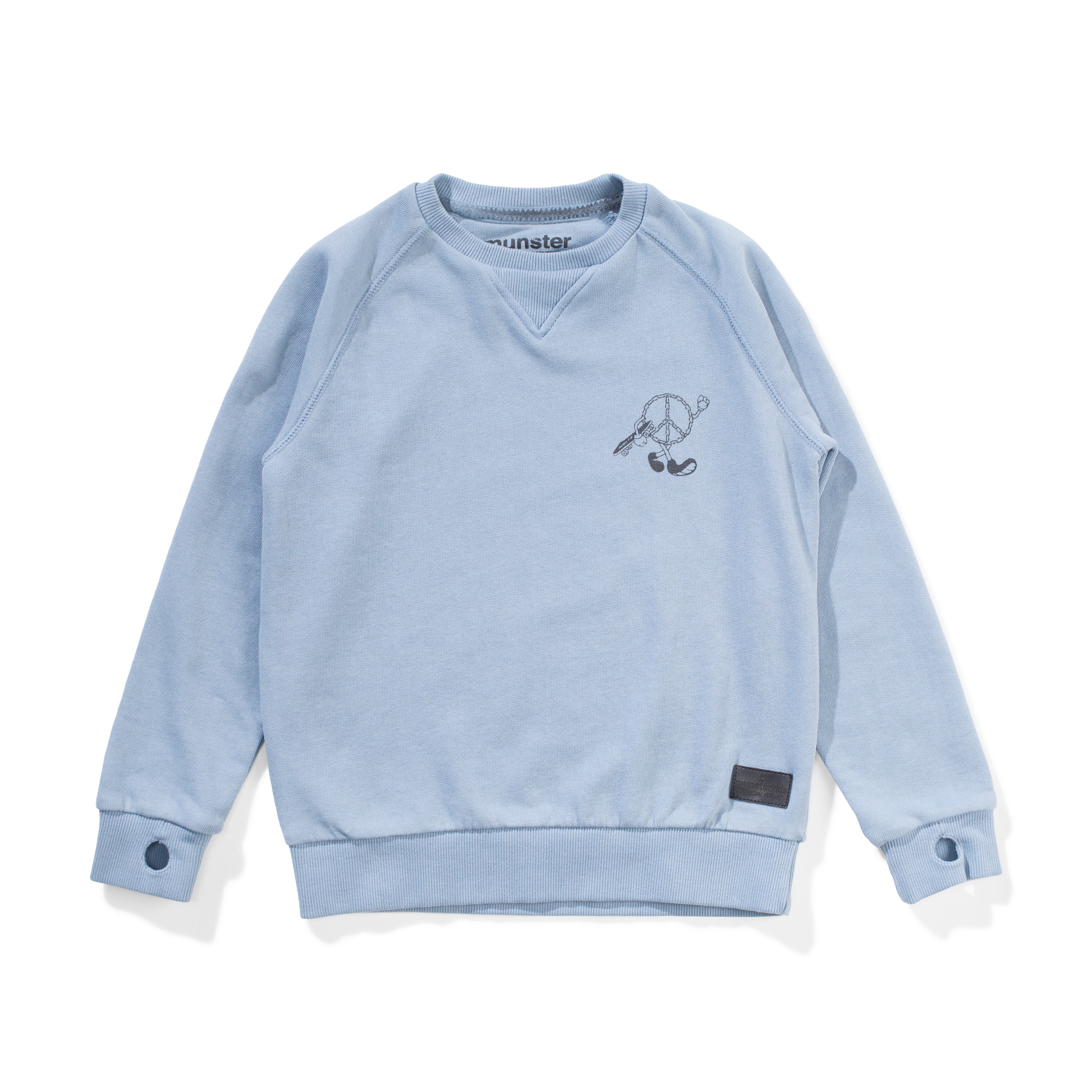 Munster Island Crew Neck T-Shirt - Washed Blue Cotton Tee for Men | Casual Wear, Beach Outfits & Everyday Comfort