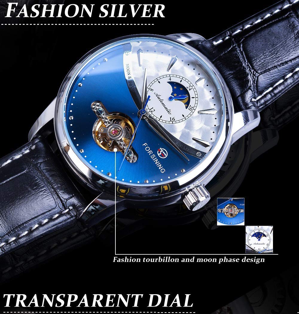 Luxury Automatic Mechanical Men's Watch with Sun Moon Phase & Tourbillon - Waterproof Wristwatch for Business, Formal & Casual Wear - MASTOP Top Brand