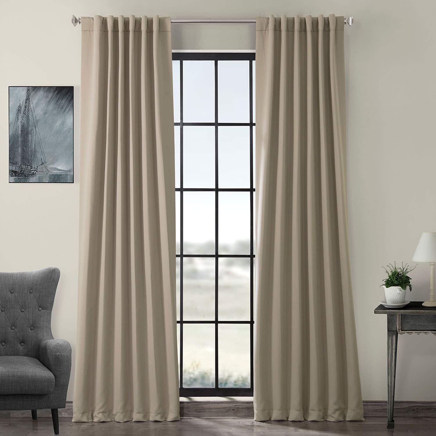 Room Darkening Curtains 108 Inches Long - Blackout Drapes for Bedroom & Living Room (1 Panel, 50x108) in Classic Taupe - Perfect for Light Control, Privacy & Home Decor