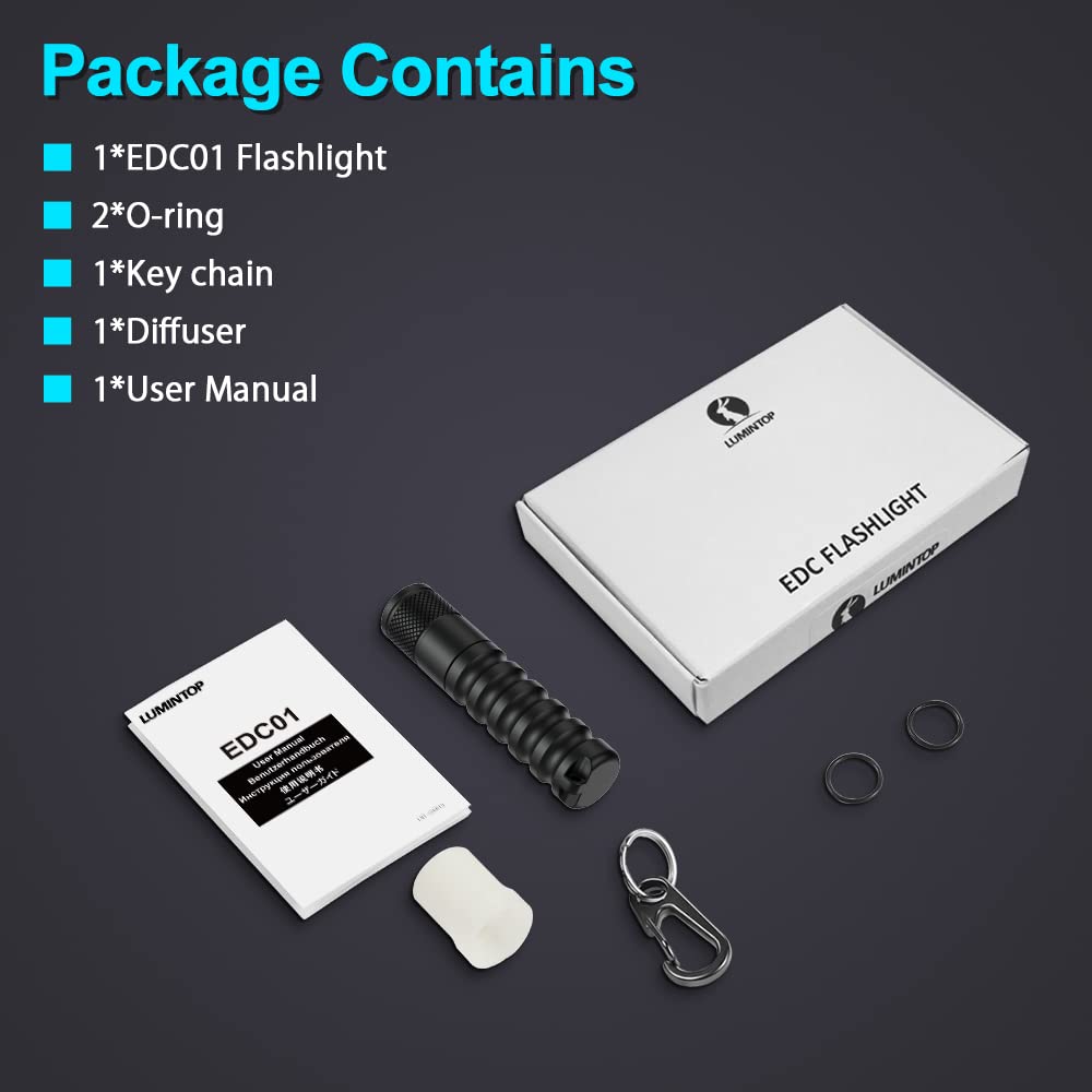 LUMINTOP EDC01 Keychain Flashlight - 120 Lumens Ultra Bright Pocket Flashlight with 3 Modes, 36H Runtime, IPX8 Waterproof, AAA Battery Powered (Battery Not Included) - Perfect for Camping, Hiking, Emergency Kits & Everyday Carry (EDC)