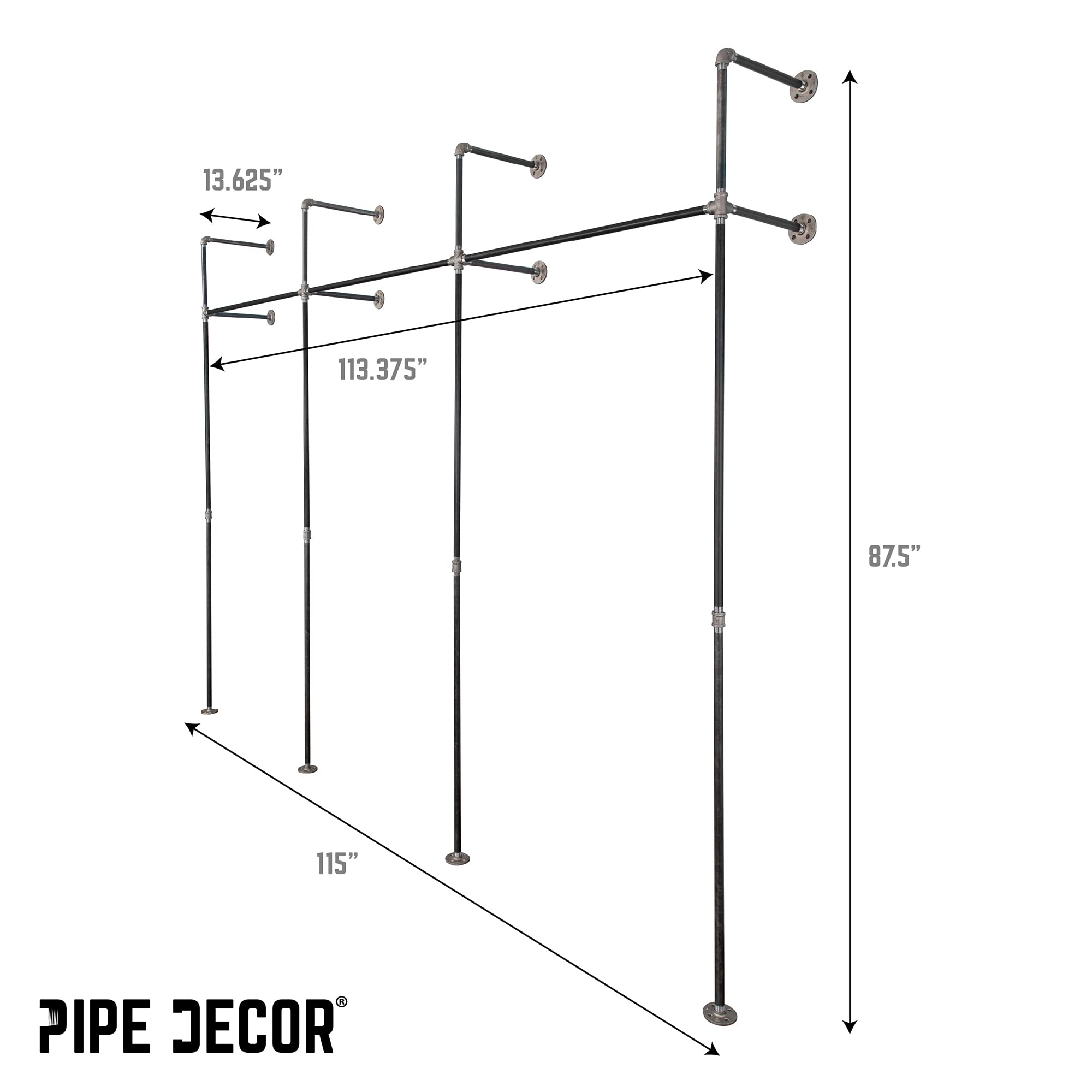 Industrial Pipe Clothing Rack - 115