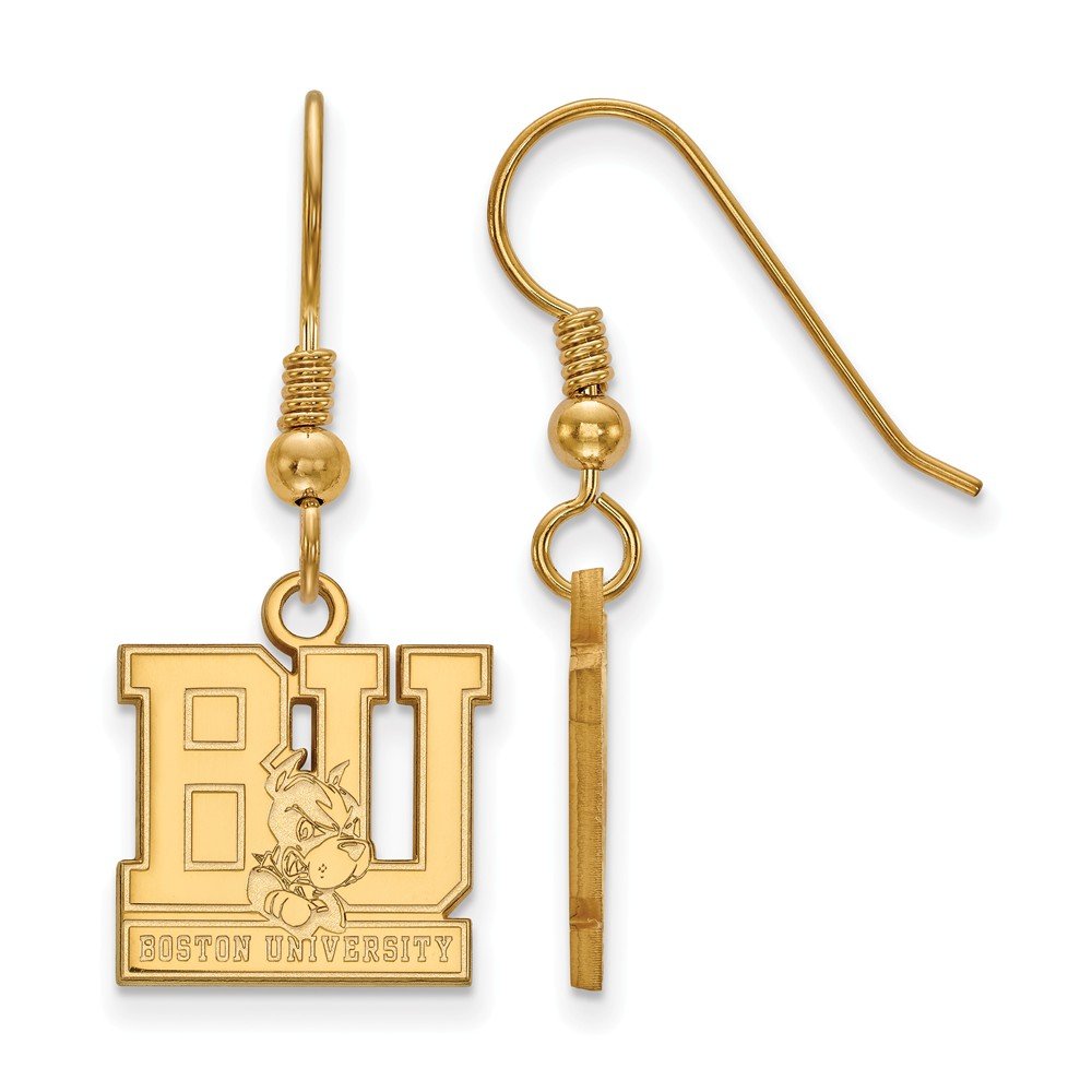 GP Boston University Small Dangle Earrings - Sterling Silver Wire Earrings for Women, Perfect for College Graduation Gifts & Everyday Wear