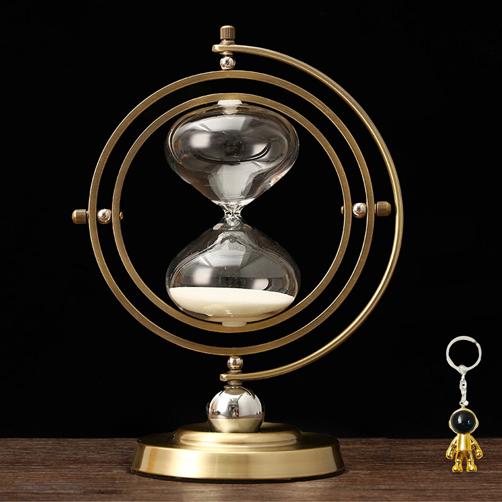 Vintage 30-Minute Metal Hourglass Sand Timer with Globe Frame - White Sand Visual Timer for Kitchen, Desk, Office & Home Decor | Perfect for Cooking, Study, Meditation & Decorative Display