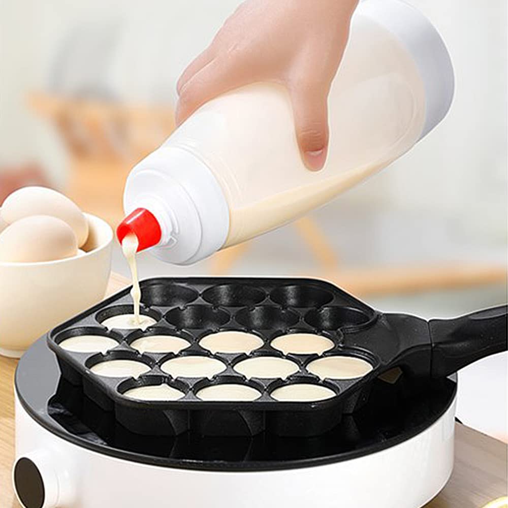 1000ML Batter Mixer with Measurement Scale & Stirring Ball - Handheld Pancake, Waffle, Crepe & Cupcake Batter Dispenser - Perfect for Breakfast Baking & Kitchen Cooking Tools
