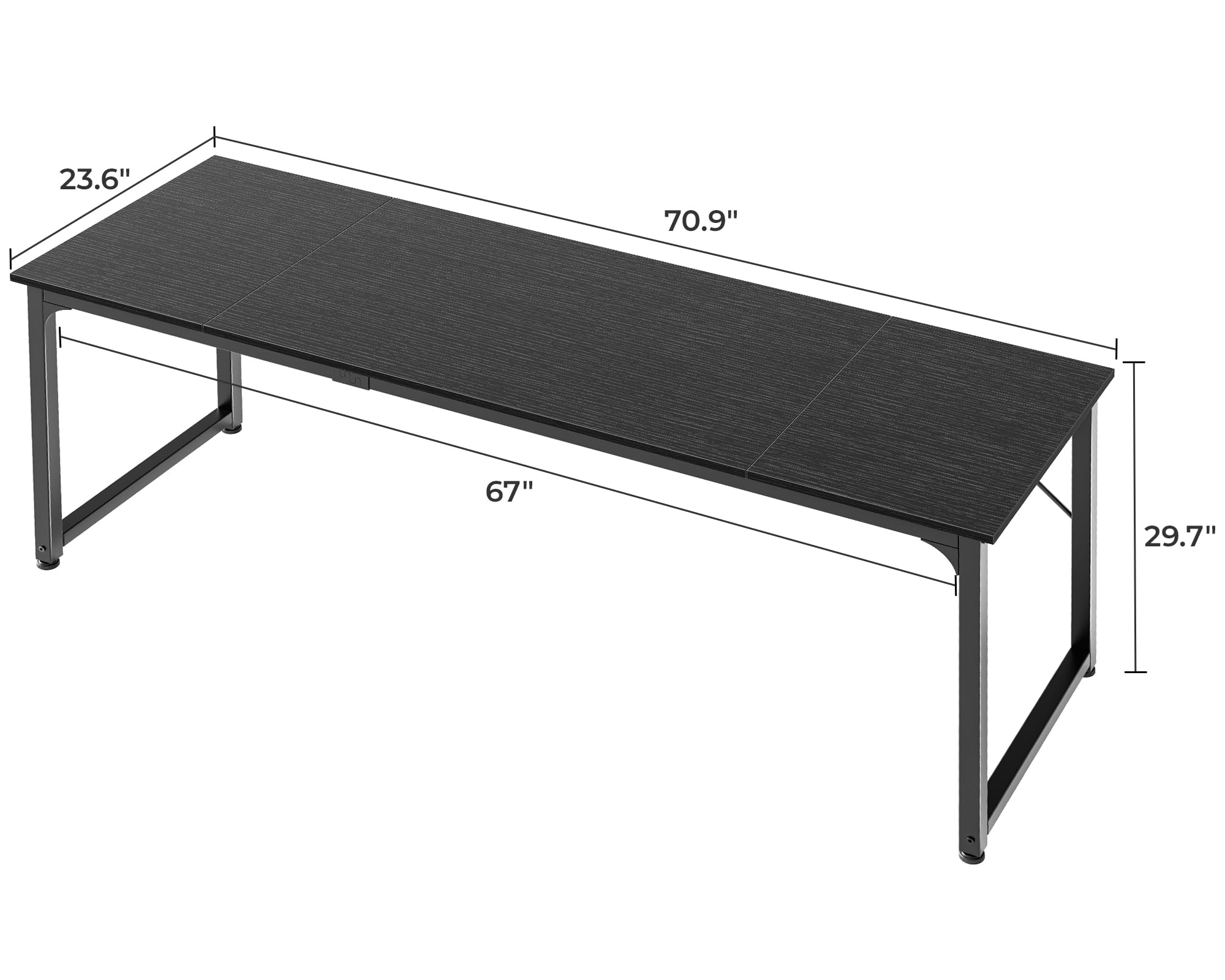 Huuger 70 Inch Computer Desk with Storage - Large Office Desk, Gaming Desk, Writing Workstation for Home Office & Study - Sturdy Metal Frame, Spacious Legroom, Black - Perfect for Remote Work, Online Classes & Gaming Setup