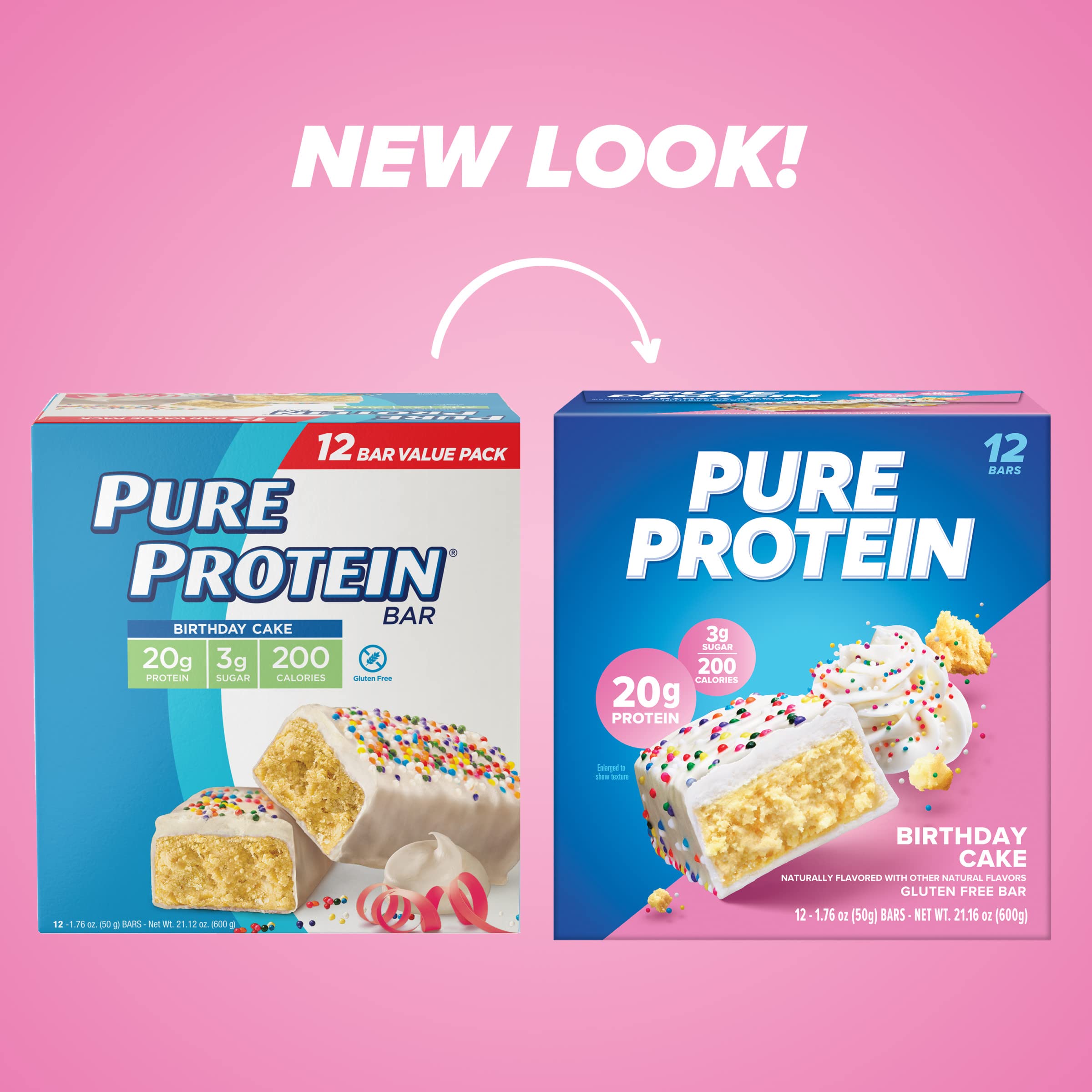 Pure Protein Birthday Cake & Galactic Brownie Protein Bars - 20g High Protein, Gluten Free, Low Sugar Snacks (12 Pack) - Perfect for Post-Workout Recovery, Healthy On-The-Go Breakfast & Fitness Nutrition