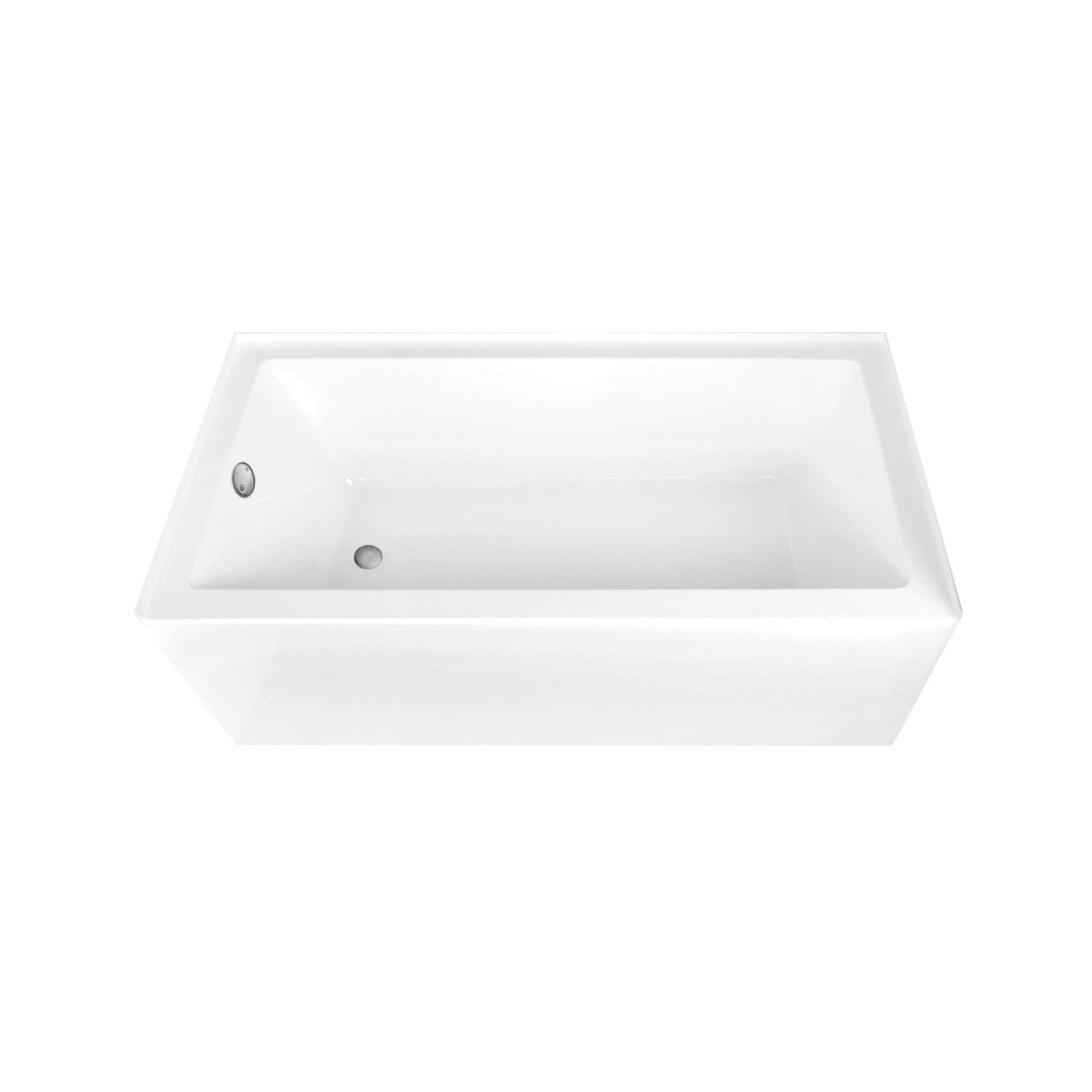 Aqua Eden 66 Inch Acrylic Rectangular 3-Wall Alcove Bathtub - Left Hand Drain, Glossy White with Brushed Nickel Finish | Perfect for Modern Bathroom Renovations & Spa-Like Retreats