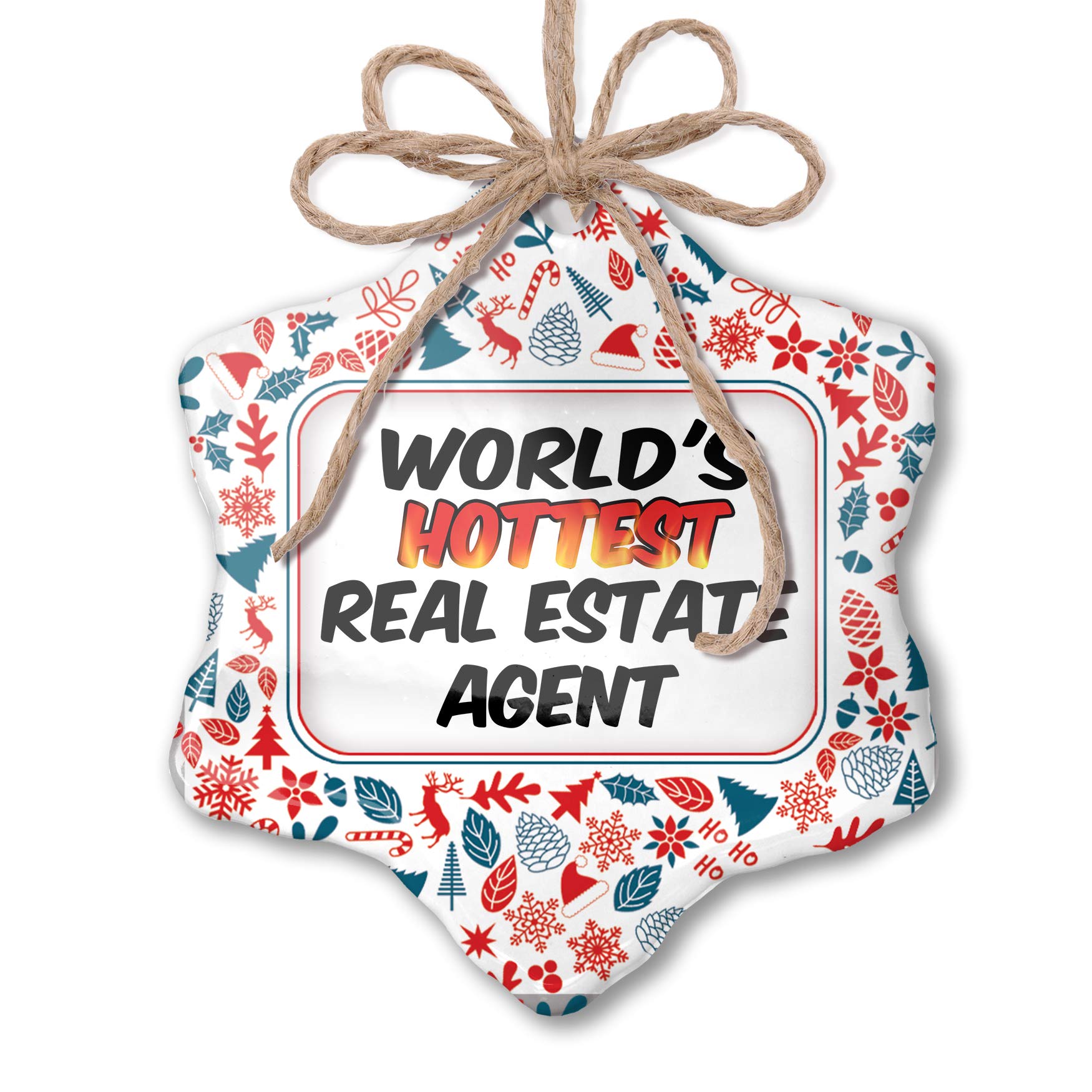 World's Hottest Real Estate Agent Christmas Ornament - Patriotic Red White & Blue Holiday Decor for Tree, Office & Gift Giving