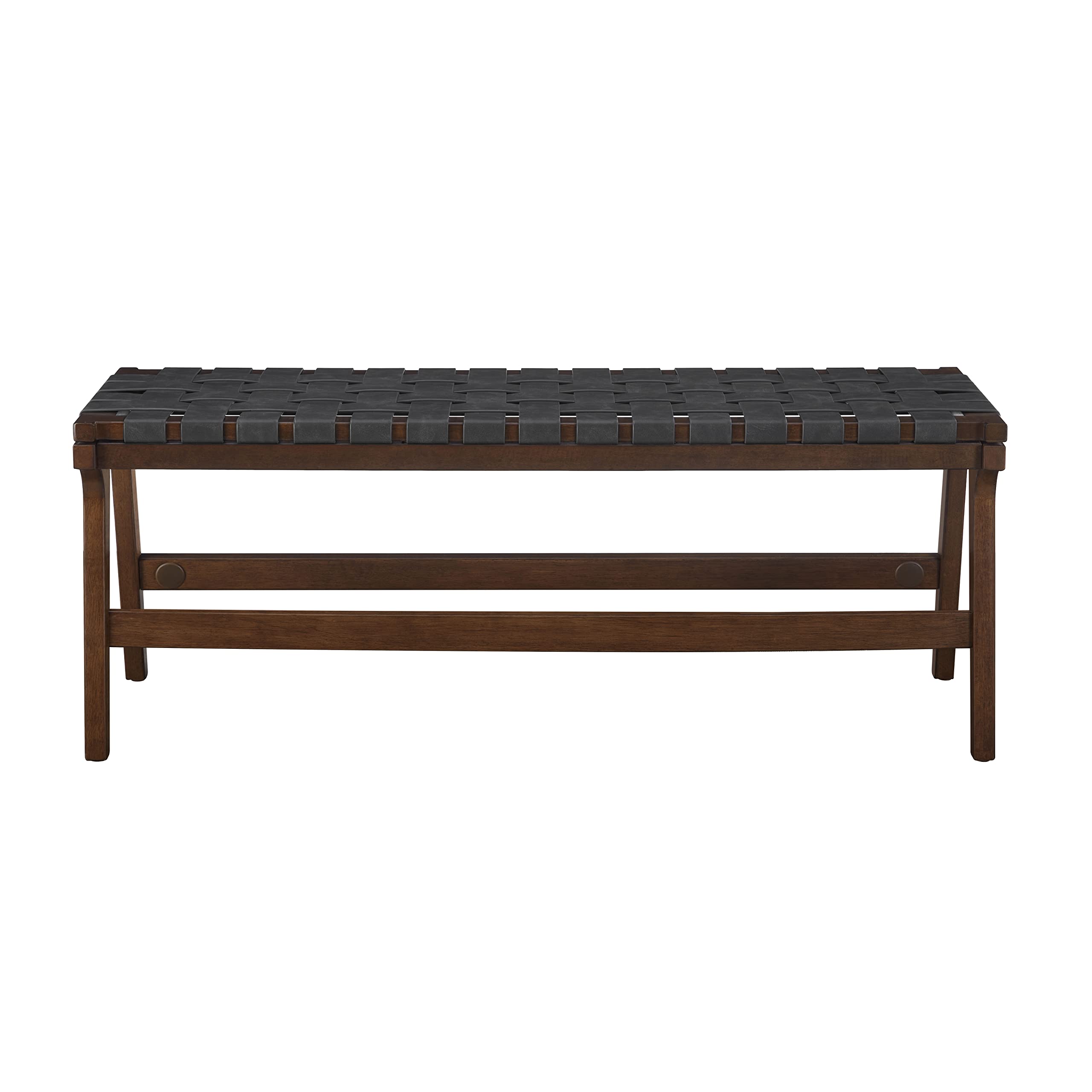 Faux Leather Woven Dining Bench - 48