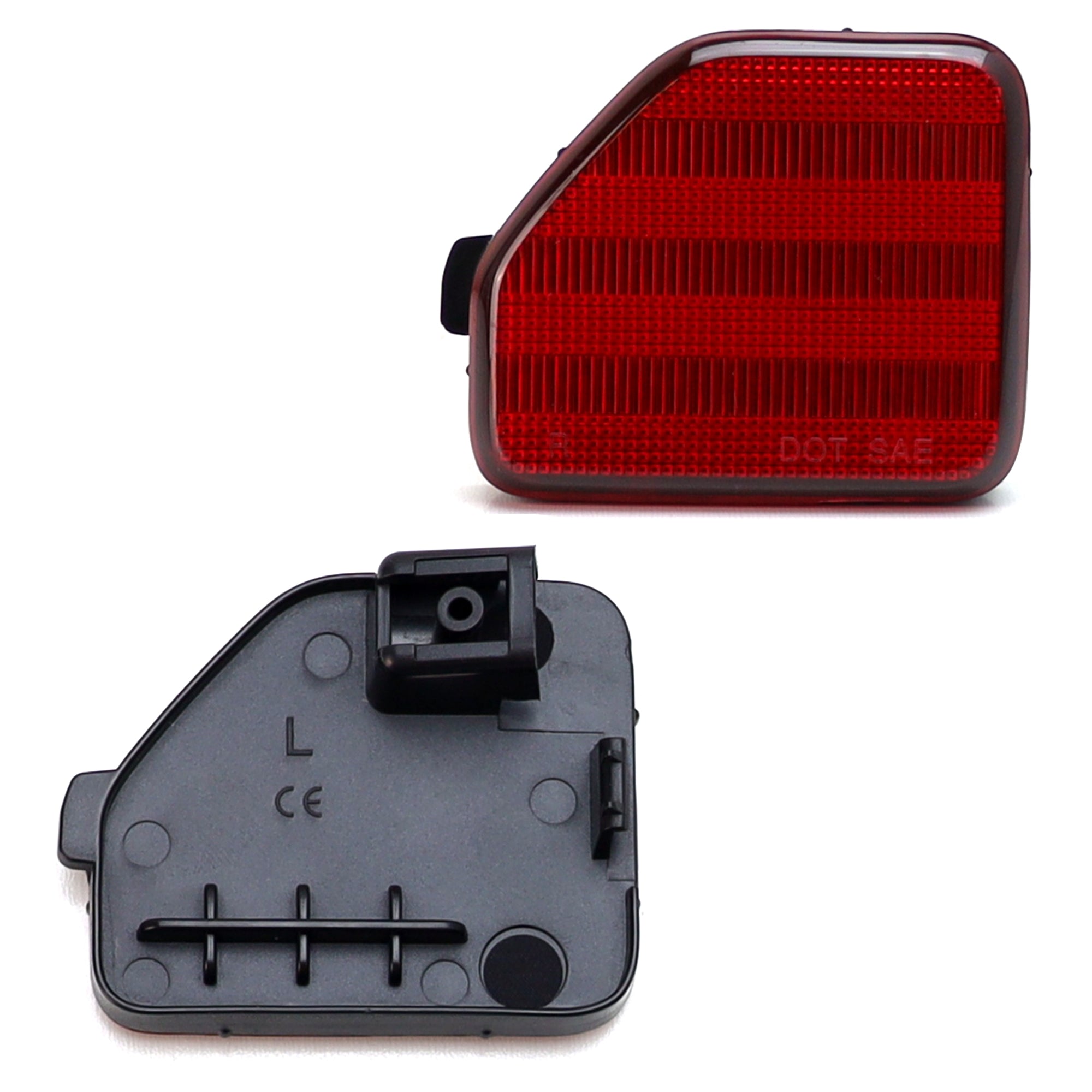 2018+ Jeep Wrangler JL Dark 3 Stripe LH/RH Red Lens Rear Bumper Reflectors - Enhanced Night Visibility & Safety for Off-Road Adventures