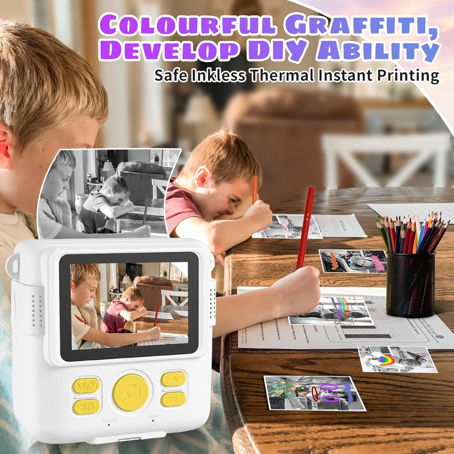Kids Digital Camera with Instant Print - 1080P HD Video, 2.4