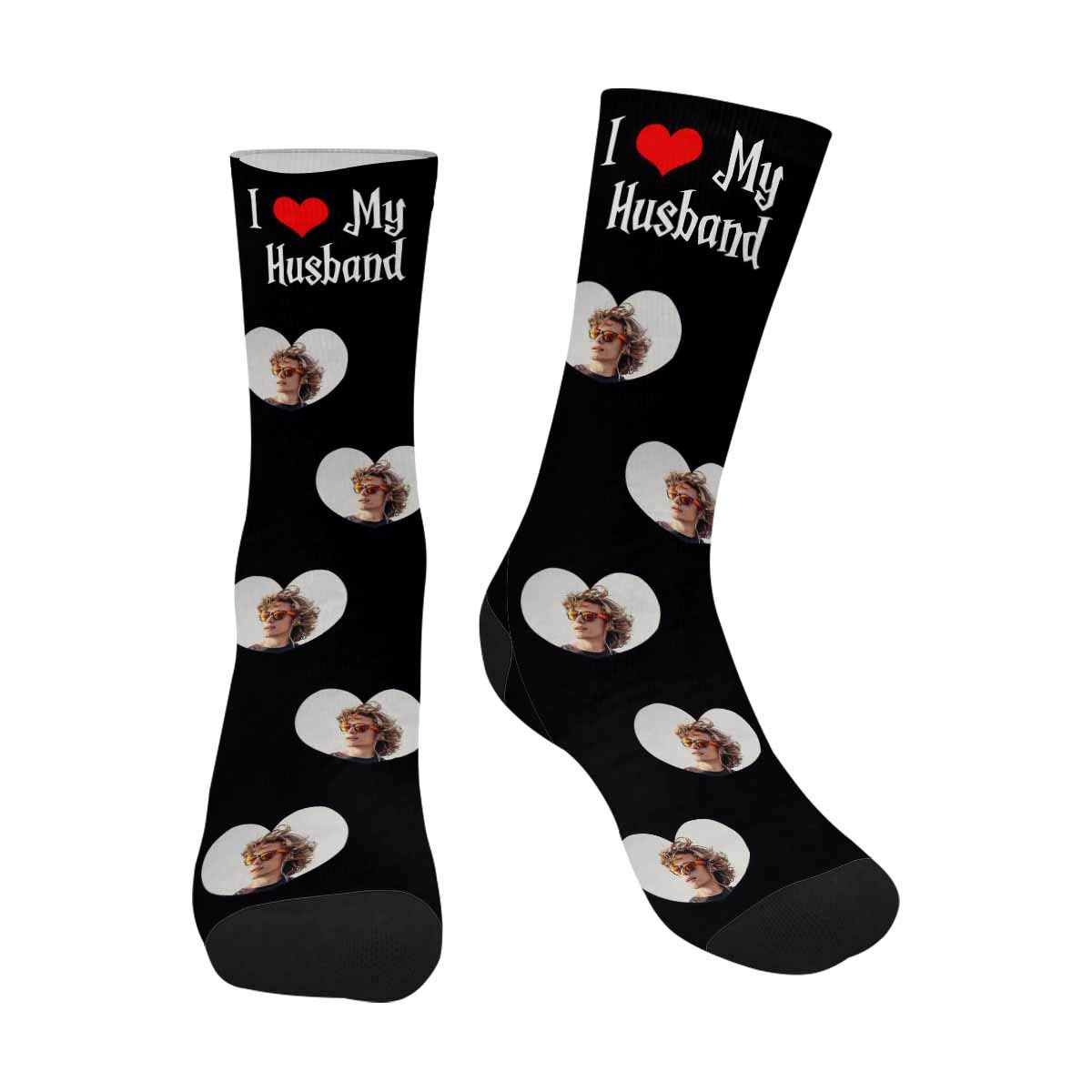 Custom Face Socks for Men & Women - Personalized Couple Socks with Photo - Valentine's Day Gift for Husband/Wife - Cozy Crew Socks for Anniversary, Christmas & Romantic Occasions