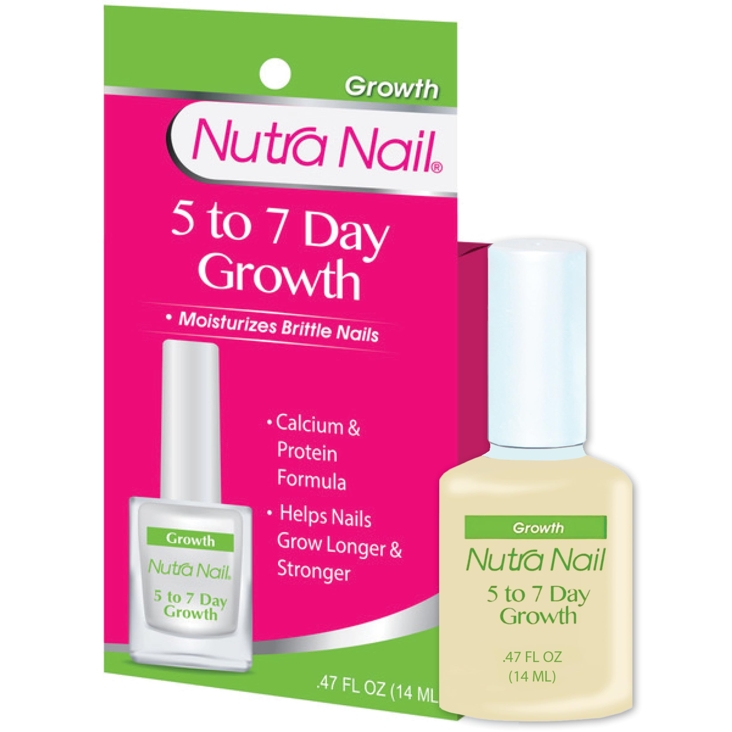 Nutra Nail 5 to 7 Day Growth Treatment - Fast Keratin Nail Hardener & Strengthener for Thin, Brittle & Damaged Nails (0.47 Fl Oz) | Salon-Quality At-Home Nail Care Solution for Stronger, Healthier Nails