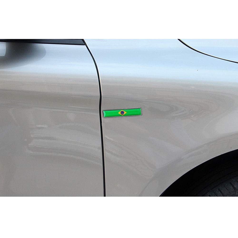 1 Pair 3D Brazilian Flag Metal Car Stickers - Aluminum Auto & Motorcycle Decals for Trunk, Body, and Styling | Perfect for National Pride, Car Shows, and Personalizing Your Vehicle
