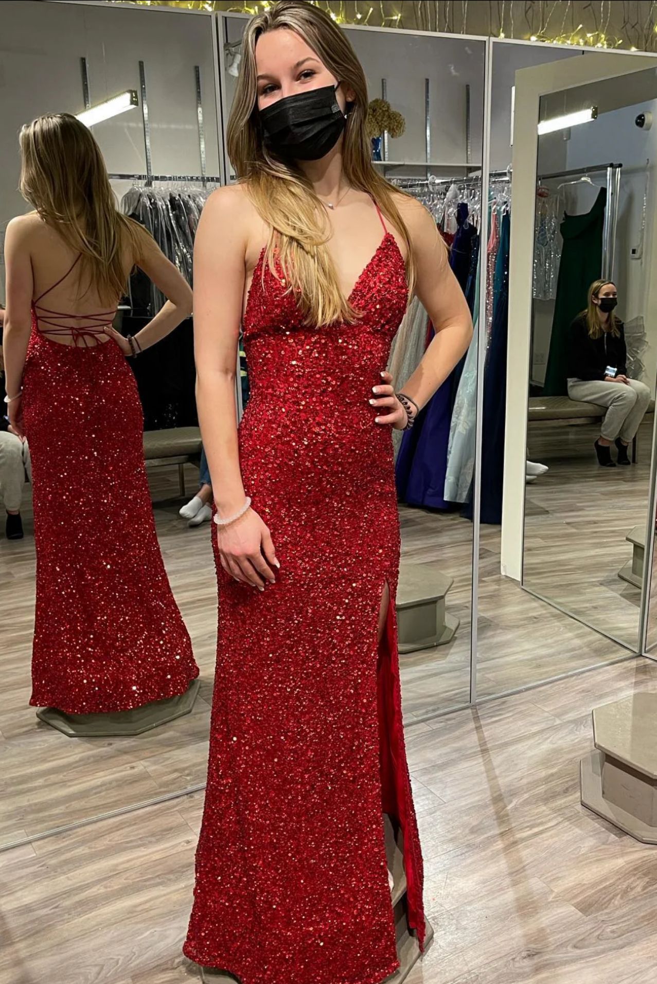 Elegant Backless Sheath Red Sequin Long Prom Dress J3158 - Perfect for Homecoming, Evening Gala & Formal Events