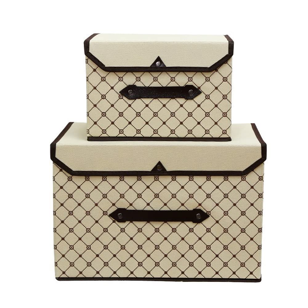 SOUCON 2-Pack Thickened Non-Woven Fabric Storage Box with Cover - Foldable Clothes Organizer & Sundries Organizer for Closet, Bedroom, Travel & Home Organization