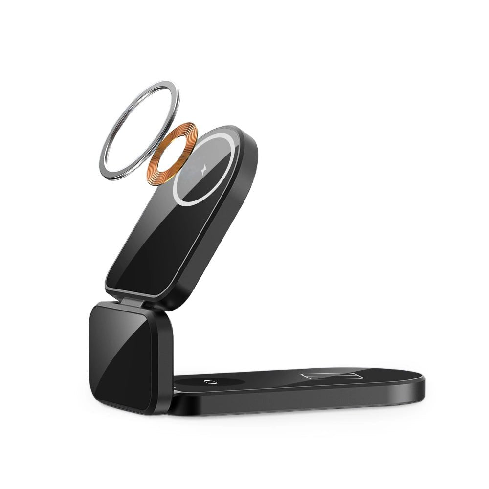 Zynco 3-in-1 Magnetic Wireless Charger Stand for iPhone 14/13/12, Apple Watch & AirPods - Fast Charging Station for Home, Office & Nightstand
