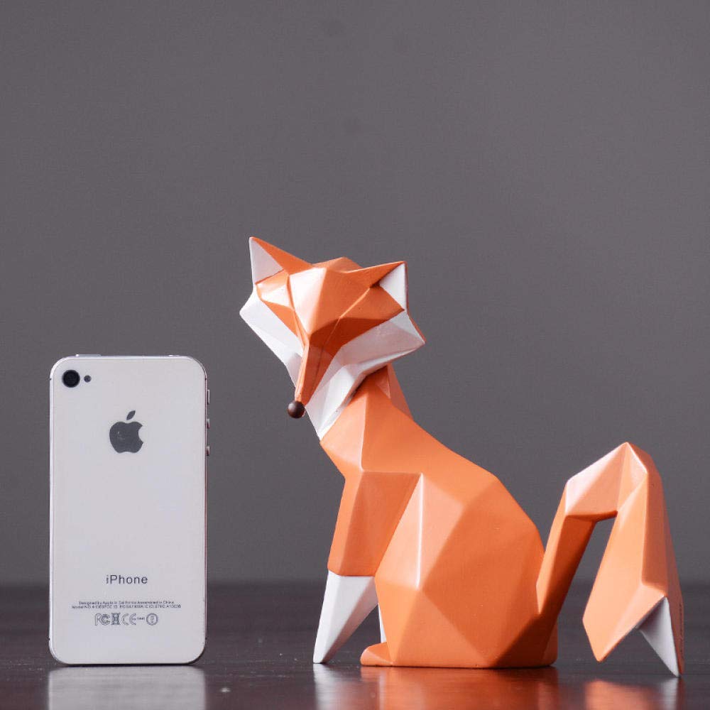 Modern Nordic Abstract Geometric Fox Statue - Large Resin Animal Sculpture for Office & Home Decor | Desktop Ornament, Gift Idea for Animal Lovers