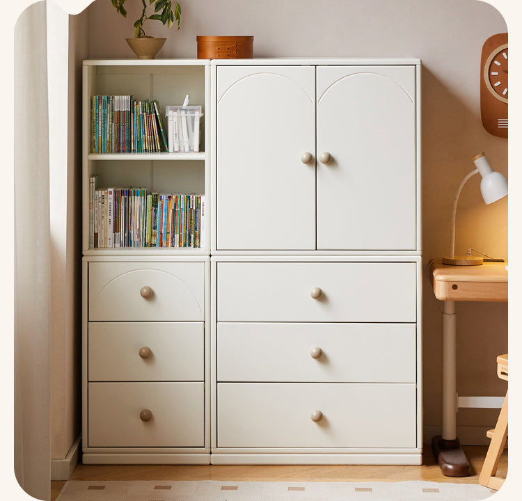 Pine Solid Wood Cream Kids Dresser with 5 Drawers - Nursery Storage Cabinet for Baby Clothes & Toys - Perfect for Bedroom, Playroom & Daycare Organization