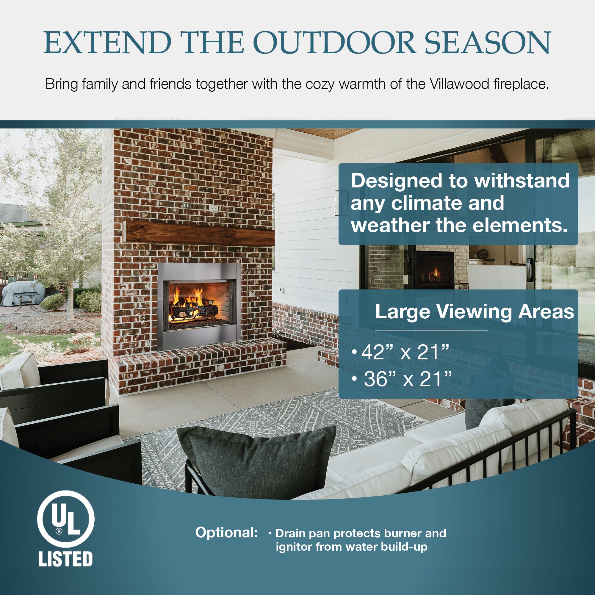 Majestic Villawood Outdoor Wood Burning Fireplace - Premium Patio & Backyard Fire Pit for Camping, Garden, and Deck Gatherings