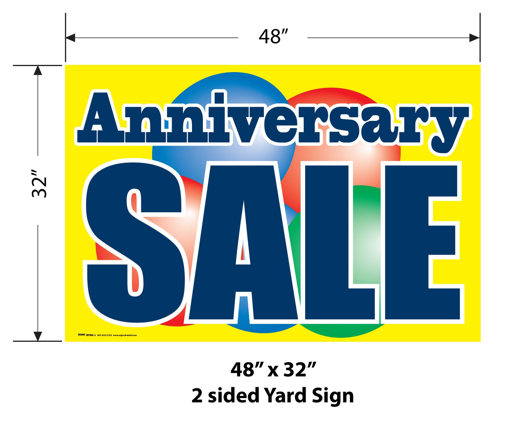 Giant XL Double Sided Yard Sign for Anniversary Sales - Weatherproof Outdoor Advertising Sign - Perfect for Business Promotions, Grand Openings & Special Events (Stakes Not Included)