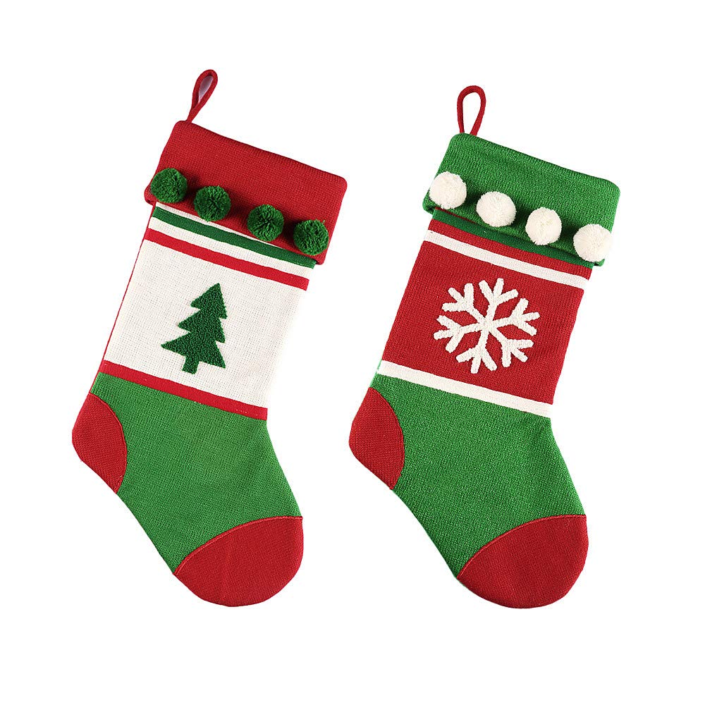 2 Pack Classic Christmas Tree Stocking Pendants - Handmade Holiday Gift Bags for Xmas Party Decorations, Tree Ornaments & Festive Home Decor