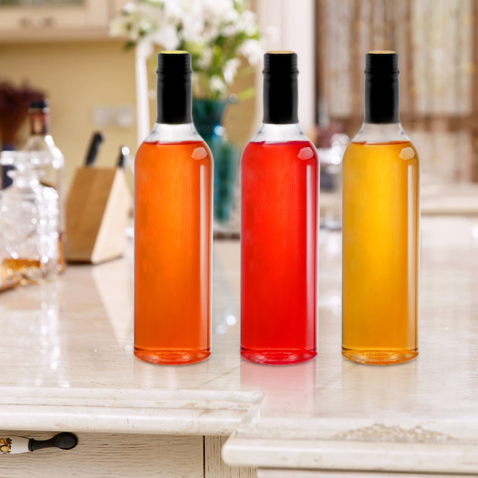 12 Pack Clear 750ml Plastic Wine Bottles - Empty Bordeaux-Style Liquor Bottles with Screw Lids & Shrink Caps - Perfect for Homemade Wine, Cocktails, Vinegar Storage & DIY Crafts
