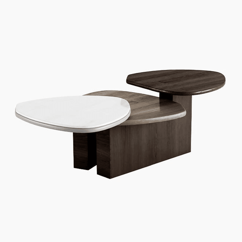 Modern Drew Extendable Coffee Table with Durable Marble Tech Top - Perfect for Living Room, Lounge & Small Space Furniture (36-48 Inches Adjustable)
