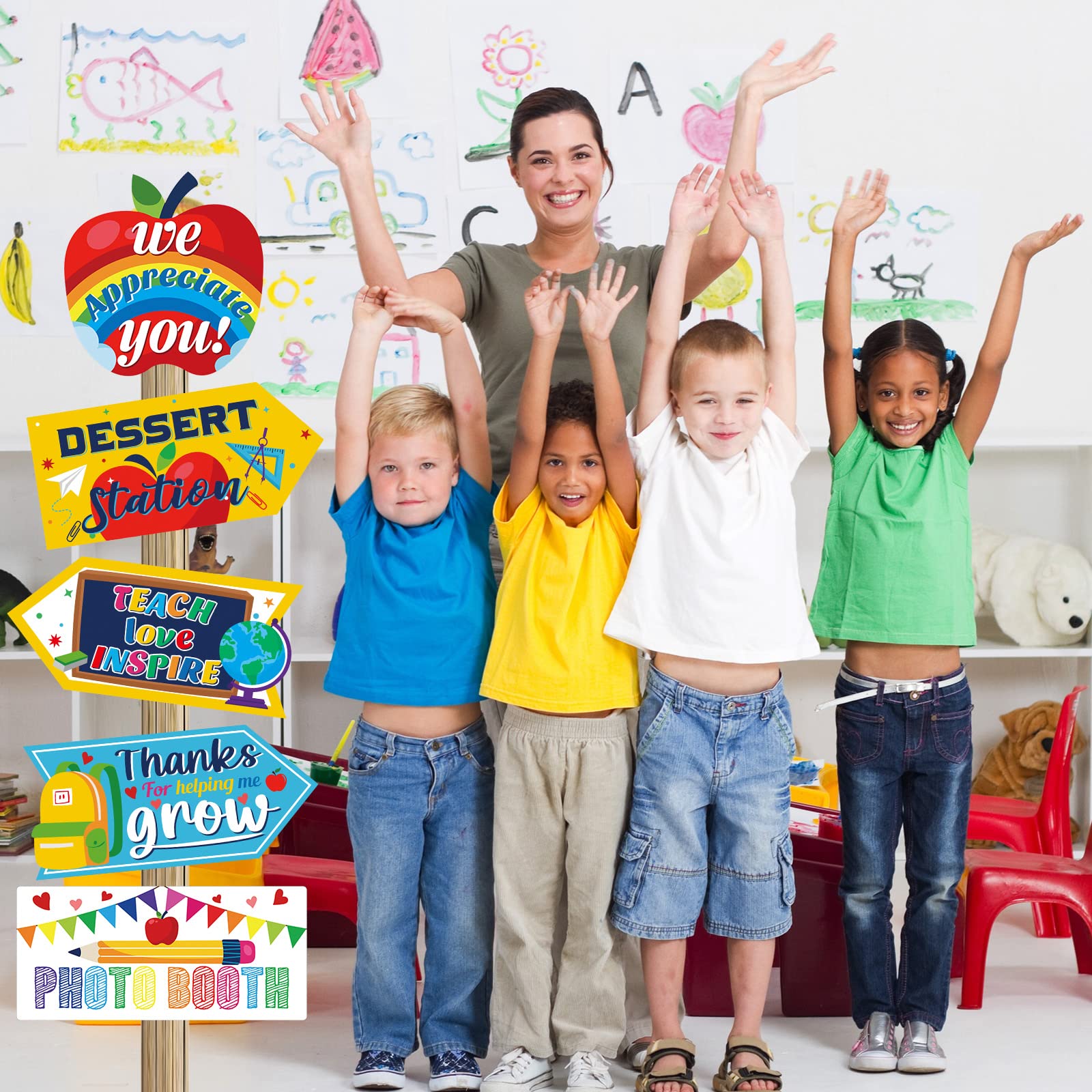 20 Pcs Teacher Appreciation Signs - Classroom Decor & Gifts for School Events