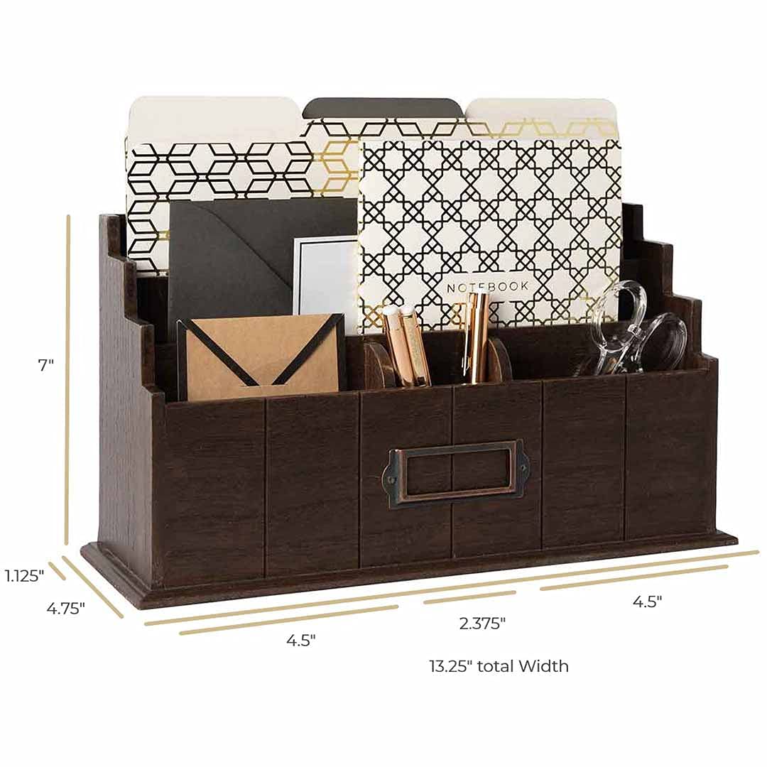 BLU MONACO 3-Tier Brown Wooden Mail Organizer - Rustic Country Style Desk & Kitchen Countertop Organizer - Perfect for Home Office, Entryway, and Mail Sorting