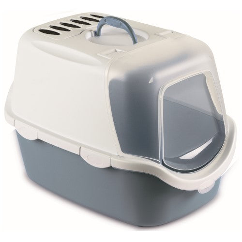 Stefanplast Cathy Easy Clean Cat Litter Box with Scoop - Odor Control Cat Litter Tray for Indoor Cats - Easy to Clean Pet Supplies (2 Colors) - Perfect for Small Spaces & Multi-Cat Households