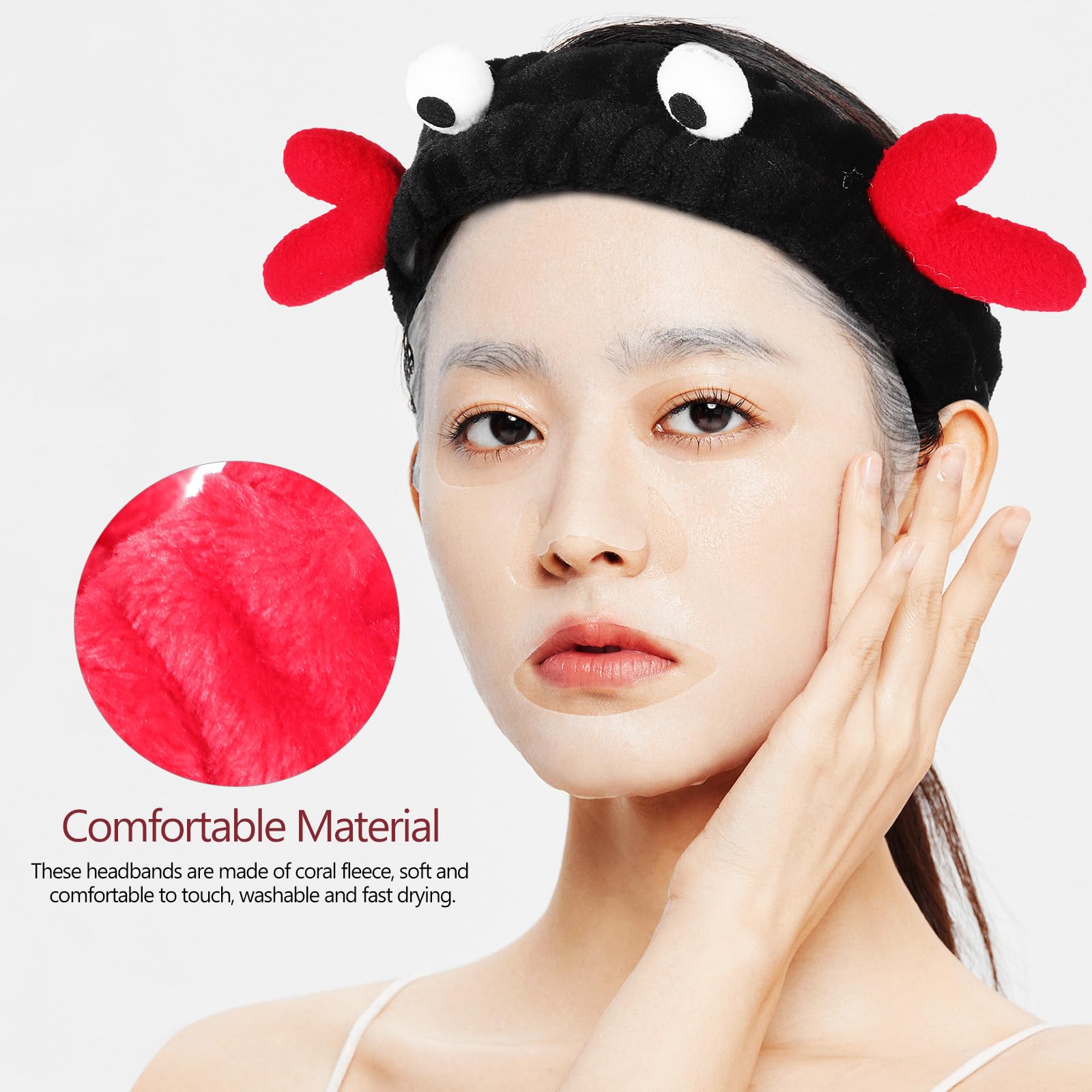 2Pcs Adjustable Soft Elastic Face Wash Headbands for Women - Coral Spa Headband for Facial, Makeup, Bath & Costume Parties | Perfect for Skincare, Spa Days & Beauty Routines
