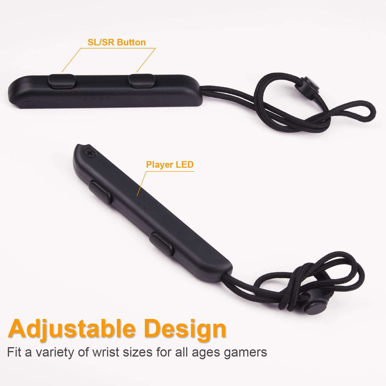 8 Pack Adjustable Wrist Strap for Nintendo Switch Joy-Con with 6 Thumb Grip Caps - Elastic Controller Wristband & Replacement Accessories for Joy-Con - Perfect for Gaming, Travel & Handheld Play
