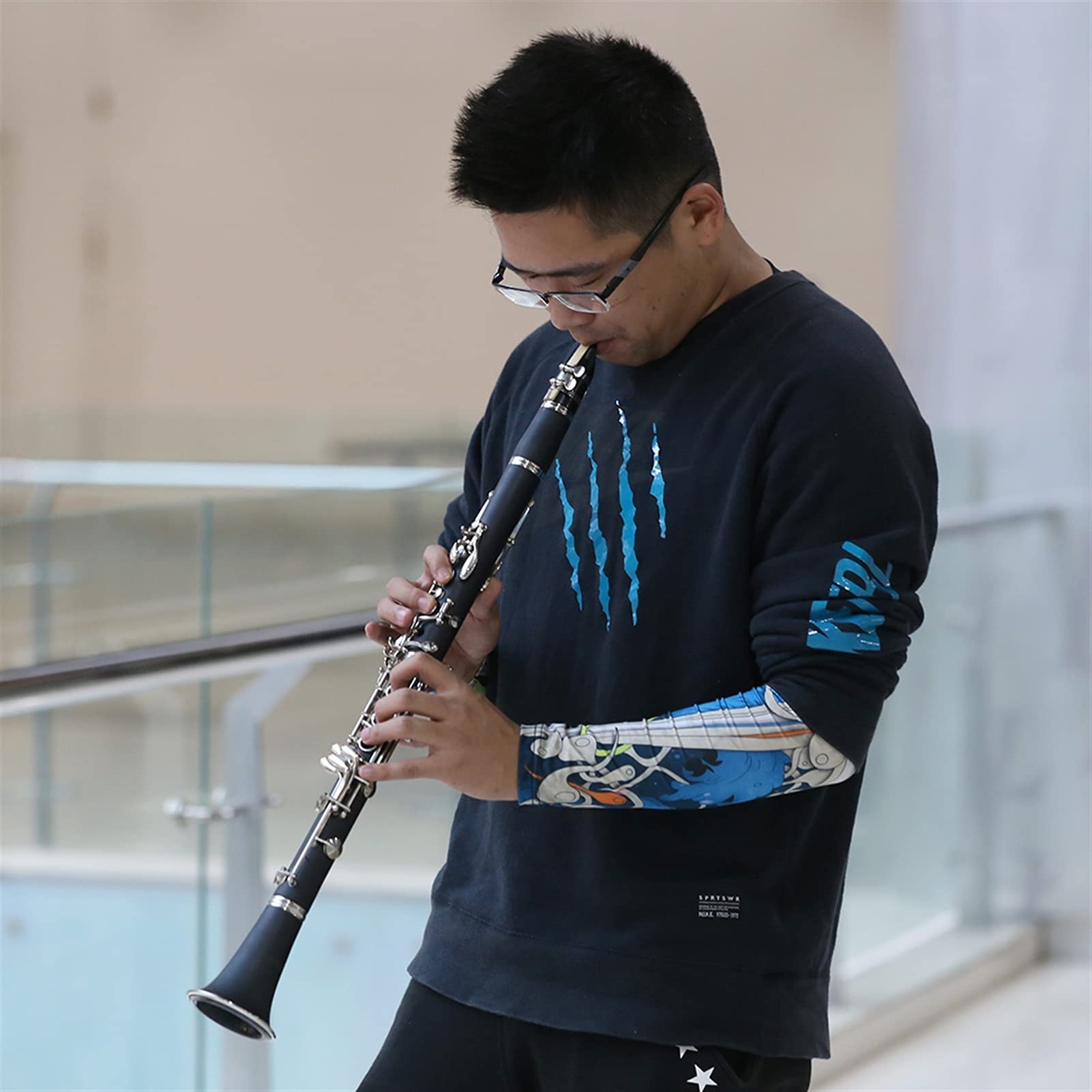 Professional Bb Clarinet for Students - 17 Key ABS Body with Cupronickel Plating | Includes Cork Grease, Cleaning Cloth & Gloves | Perfect for School Bands, Beginners & Woodwind Instrument Practice