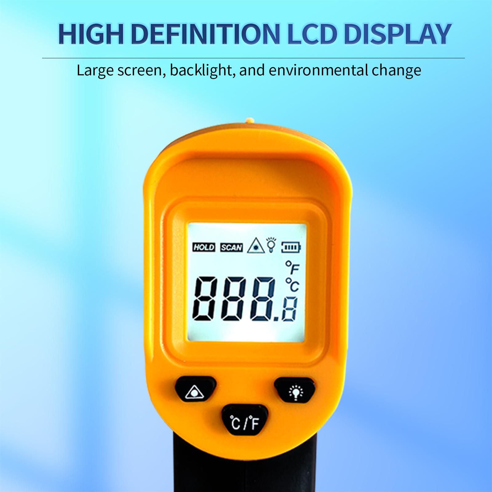 Non-Contact Infrared Thermometer Gun -58°F to 1112°F for Cooking, BBQ, Pizza Oven & Meat - Digital Laser Temperature Gun for Kitchen, Grilling, Baking & Food Safety (Not for Human Use)