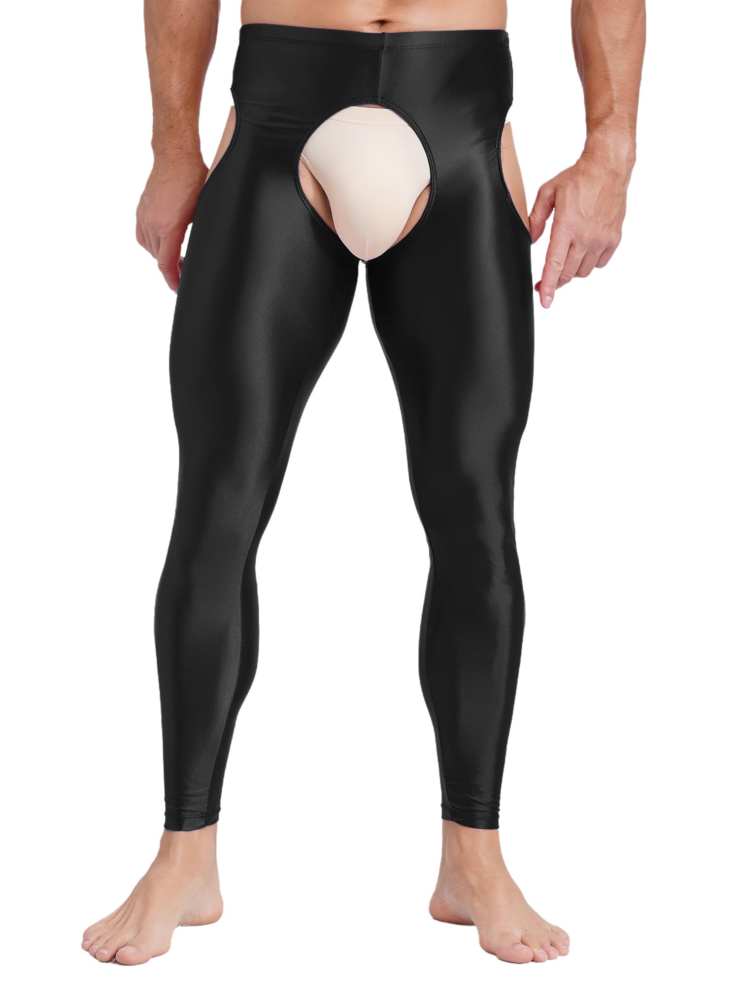 Men's Sheer Seamless Cutout Tights - Compression Workout Leggings with Suspender for Yoga, Running & Dance Performance | Breathable Gym Pants for Men
