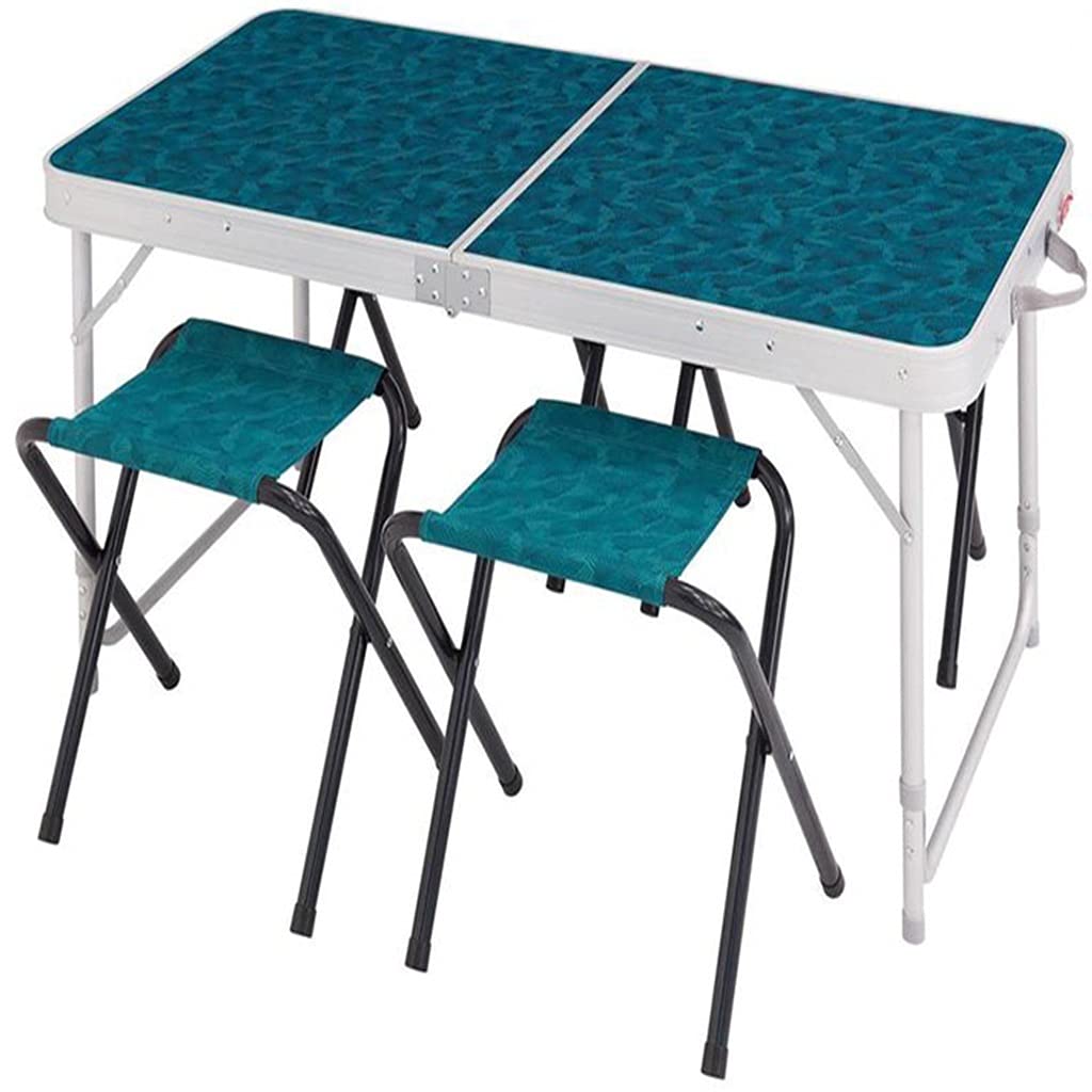 DXIN 4-Piece Aluminum Folding Picnic Table Set with Stools - Portable Lightweight Outdoor Dining Table for Camping, BBQ, Backyard & Travel - Waterproof Design with Handles Supports 50kg Weight - Perfect for Picnics, Beach Parties and Tailgating