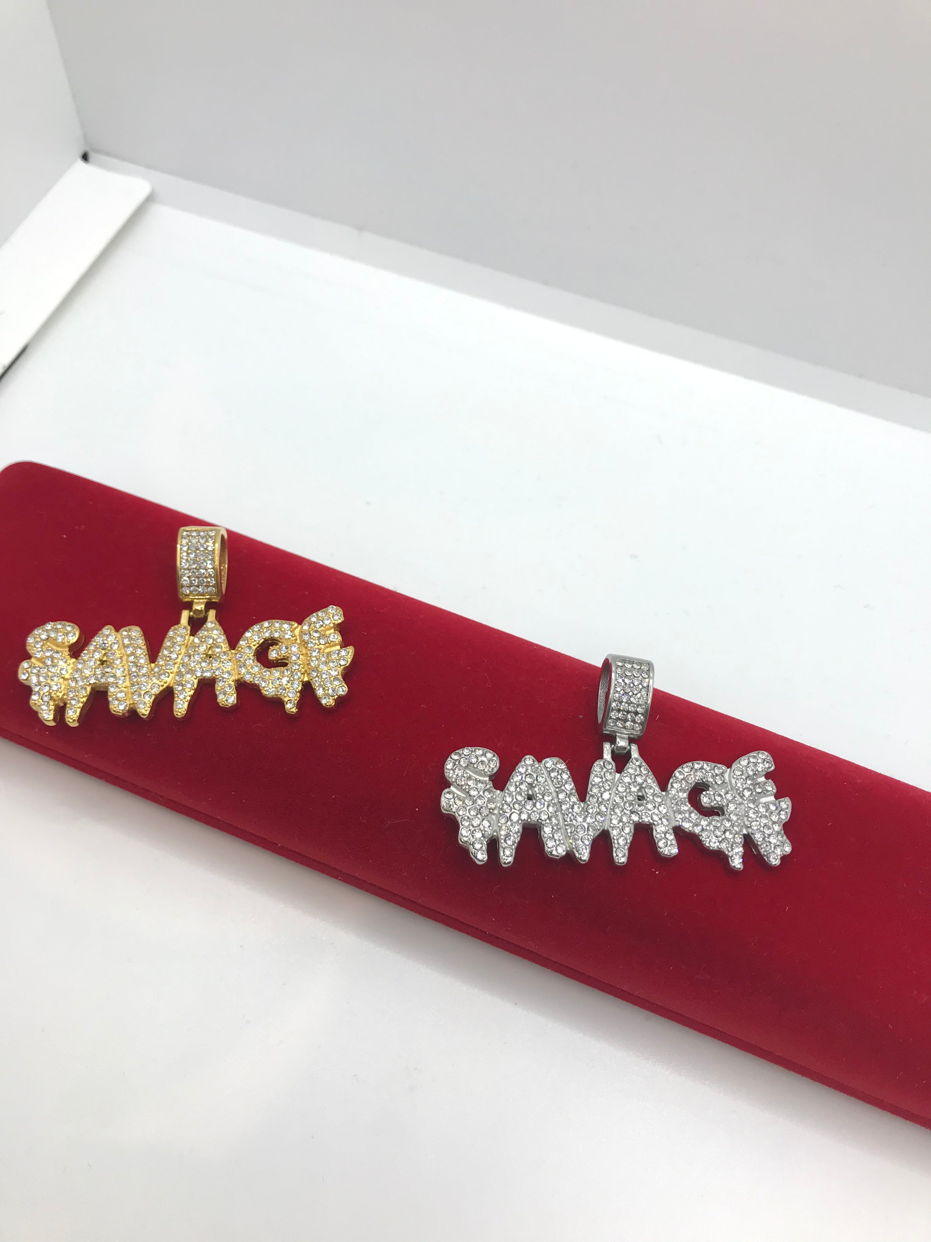 Men's Iced Out Hip Hop Pendant Necklace - Savage Style Bling Jewelry for Rappers & Hip Hop Fans - Perfect for Concerts, Parties & Streetwear Fashion