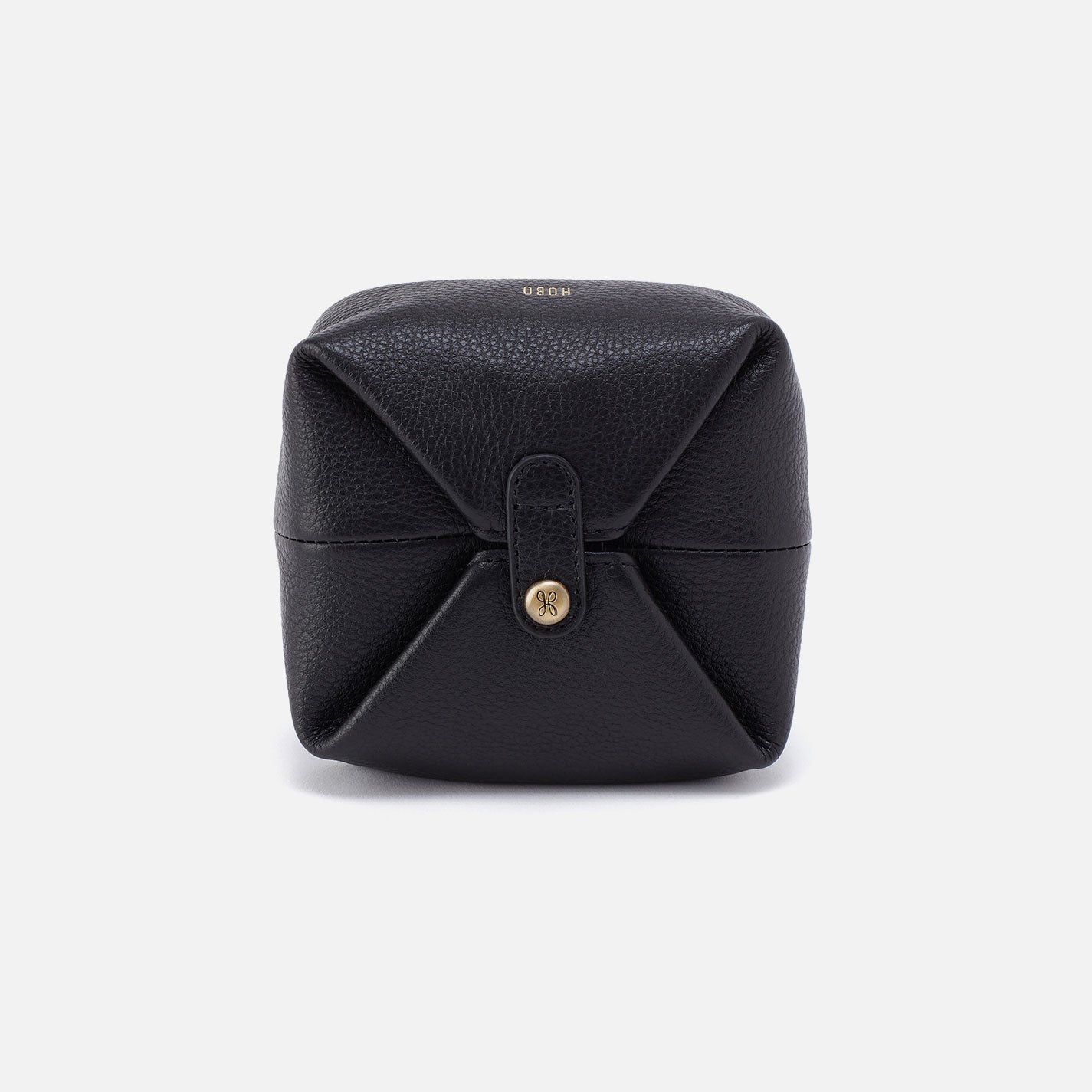 Premium Pebbled Leather Snap Pouch Wallet - Black | Slim RFID Blocking Card Holder for Everyday Use & Travel